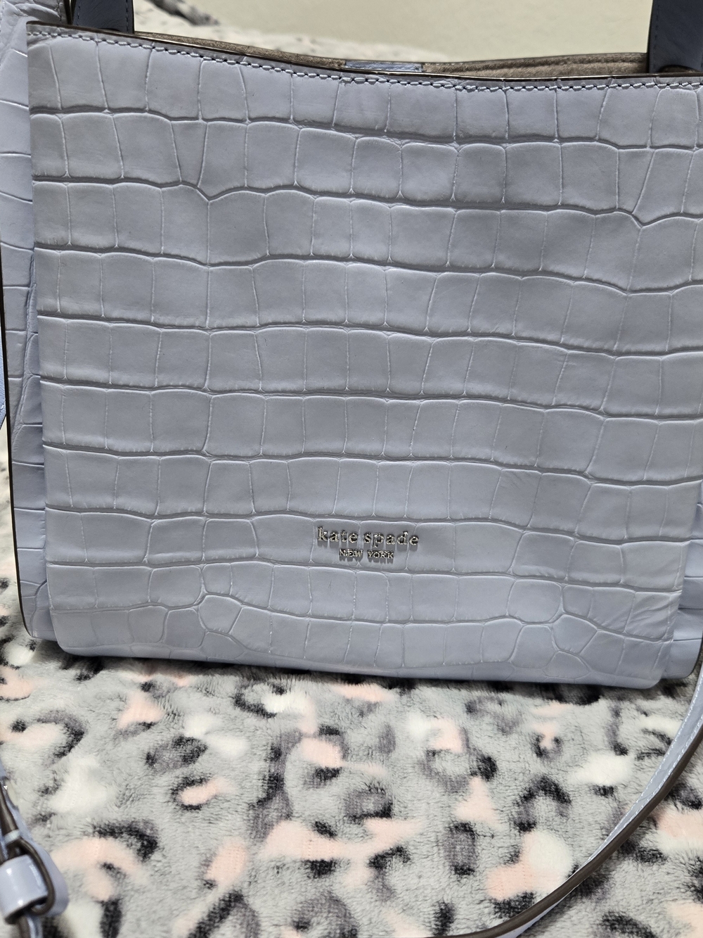 Kate Spade New York Baby Blue Croc-Embossed Women's Purse